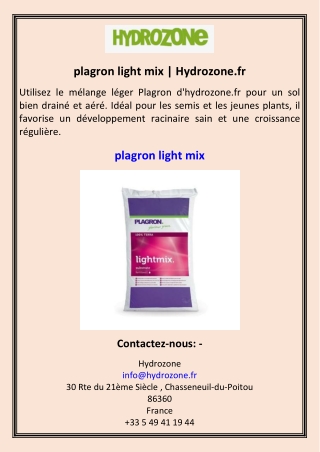 plagron light mix hydrozone fr