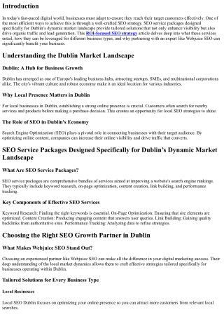 SEO Service Packages Designed Specifically for Dublin’s Dynamic Market Landscape