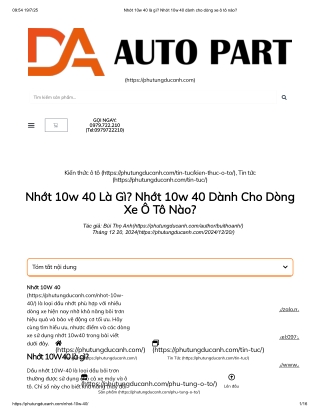 Nhớt 10w 40 là gì_ Nhớt 10w 40 dành cho dòng xe ô tô nào_