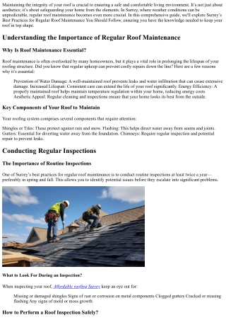 Surrey’s Best Practices for Regular Roof Maintenance You Should Follow