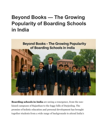 Beyond Books — The Growing Popularity of Boarding Schools in India