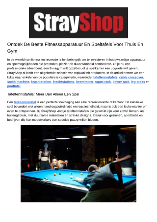 ontdek de beste fitnessapparatuur en speltafels