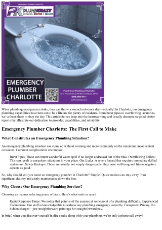 Customer Stories: How Our Emergency Plumbing Services Saved the Day in Charlotte