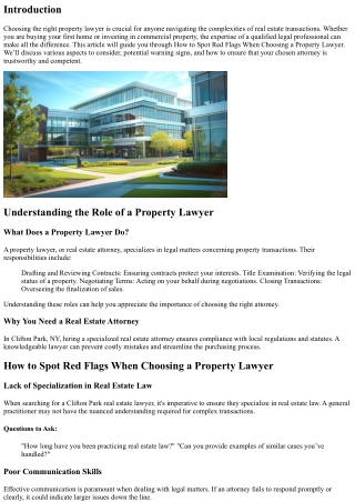 How to Spot Red Flags When Choosing a Property Lawyer