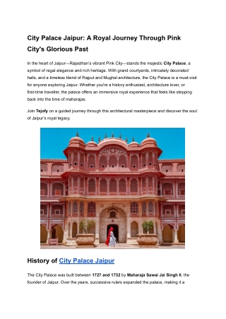 City Palace Jaipur: A Royal Journey Through Pink City's Glorious Past