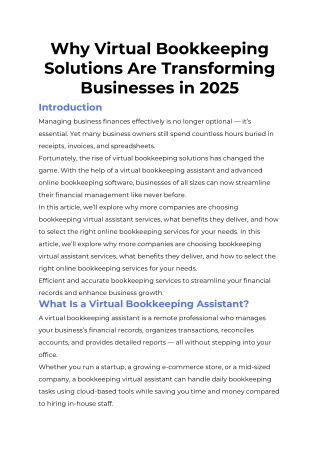 Why Virtual Bookkeeping Solutions Are Transforming Businesses in 2025