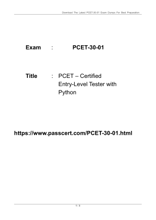 PCET-30-01 Certified Entry-Level Tester with Python Dumps