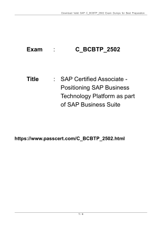 SAP Certified Associate C_BCBTP_2502 Exam Dumps