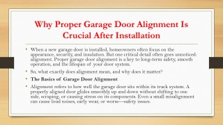 Proper Alignment, Lasting Performance: The Key to Garage Door Longevity