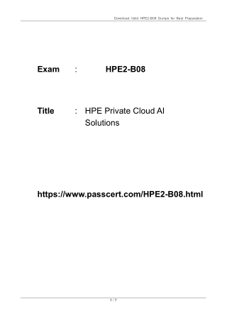 HPE2-B08 HPE Private Cloud AI Solutions Dumps