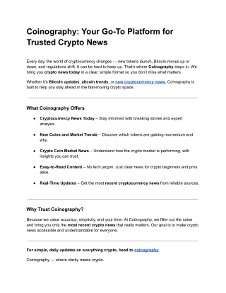 Coinography: Simplifying Crypto News for Everyone