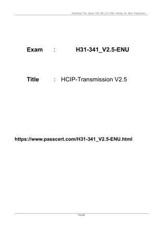 H31-341_V2.5-ENU HCIP-Transmission V2.5 PDF Dumps 2025