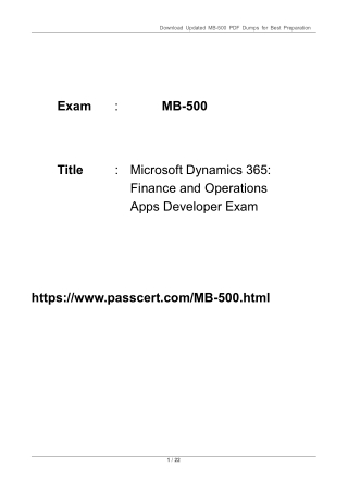 Microsoft Dynamics 365 MB-500 PDF Dumps 2025