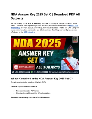 NDA Answer Key 2025 Set C | Download PDF All Subjects