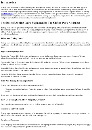 The Role of Zoning Laws Explained by Top Clifton Park Attorneys
