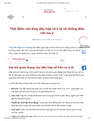 Thời điểm cần thay dầu hộp số ô tô và những điều cần lưu ý