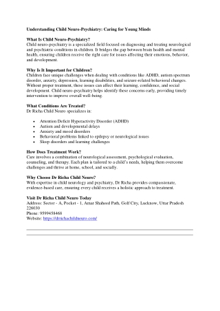 Caring for Young Minds with Child Neuro-Psychiatry