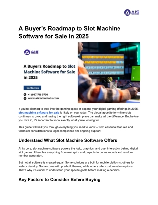 A Buyer’s Roadmap to Slot Machine Software for Sale in 2025