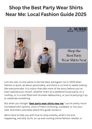 Shop the Best Party Wear Shirts Near Me Local Fashion Guide 2025