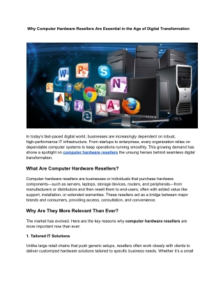 why computer hardware resellers are essential