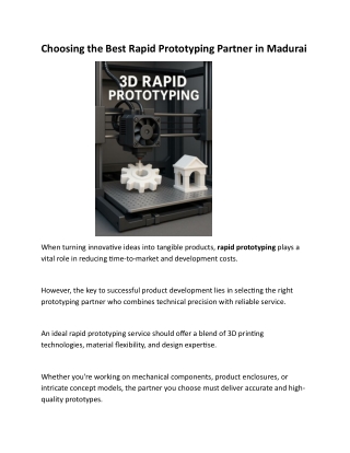 Choosing the Best Rapid Prototyping Partner in Madurai