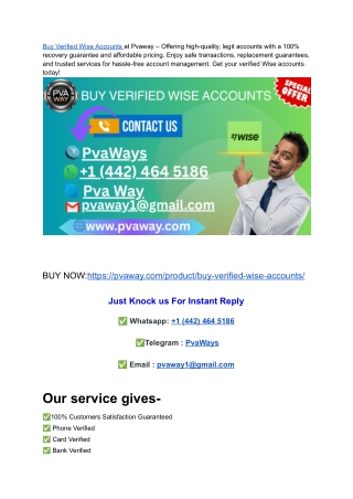 Buy, Verified Wise Account In 2026