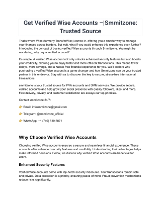 Buy Verified Wise Accounts –_Smmitzone_ Trusted Source (1)