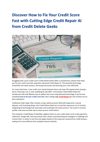 Discover How to Fix Your Credit Score Fast with Cutting Edge Credit Repair AI from Credit Delete Geeks