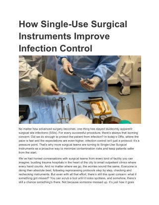 how single use surgical instruments improve
