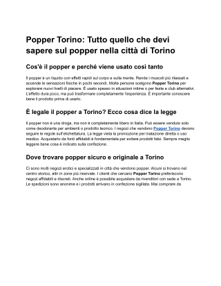 Popper Torino_ Tutto quello che devi sapere sul popper nella città di Torino