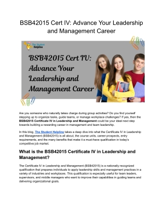 BSB42015 Cert IV_ Advance Your Leadership and Management Career