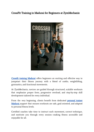 CrossFit Training in Madurai for Beginners at ZymMechanix