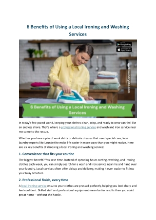 6 Benefits of Using a Local Ironing and Washing Services