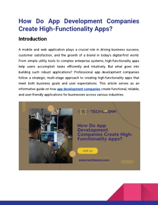 how do app development companies create high