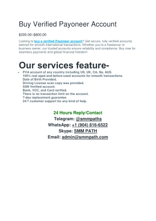 Best 11 Website To Buy, Verified Payoneer Accounts in 2025-2026