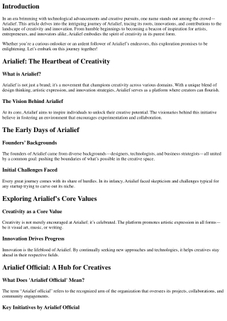 Exploring Arialief: The Official Journey of Creativity and Innovation