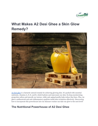 What Makes A2 Desi Ghee a Skin Glow Remedy_