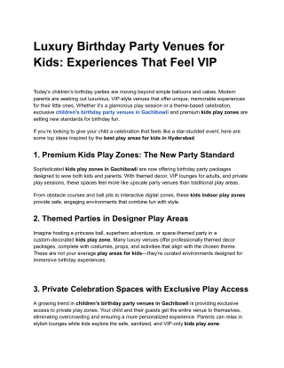 Luxury Birthday Party Venues for Kids_ Experiences That Feel VIP