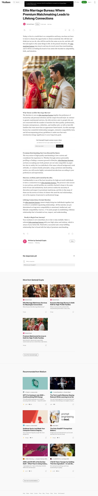 Elite Marriage Bureau: Where Premium Matchmaking Leads to Lifelong Connections