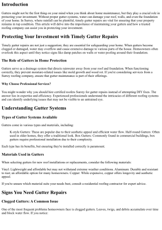 Protecting Your Investment with Timely Gutter Repairs