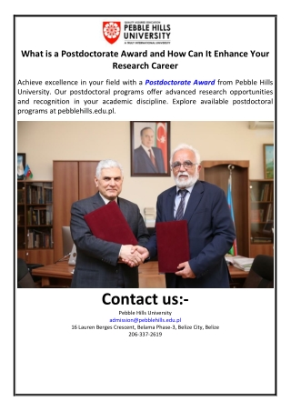 What is a Postdoctorate Award and How Can It Enhance Your Research Career