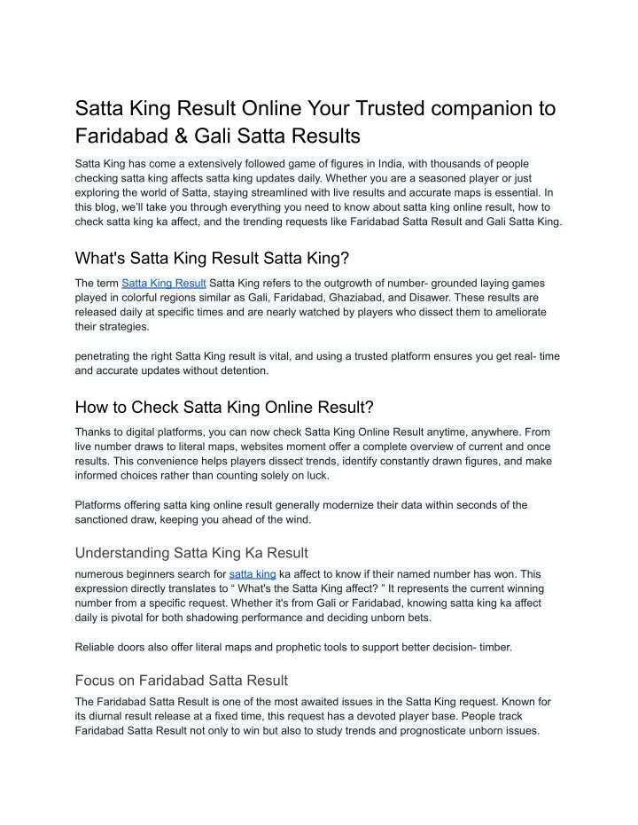 PPT - Satta King Result Online Your Trusted companion to Faridabad \u0026 Gali Satta Result ...