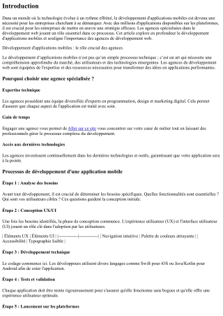 Développement d'applications mobiles : le rôle crucial des agences
