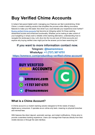 Buy Verified Chime Accounts With Linked Debit Card