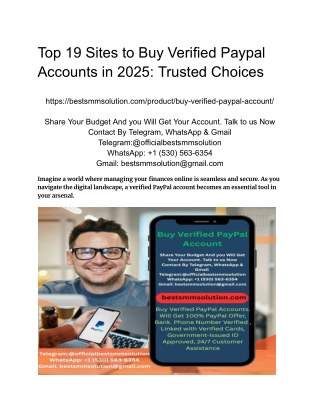 Top 19 Sites to Buy Verified Paypal Accounts in 2025_ Trusted Choices