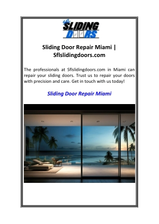 Sliding Door Repair Miami  Sflslidingdoors.com