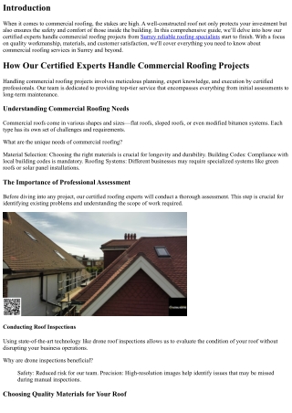 How Our Certified Experts Handle Commercial Roofing Projects