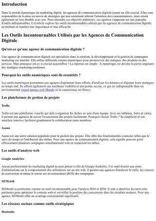 Les Outils Incontournables Utilisés par les Agences de Communication Digitale
