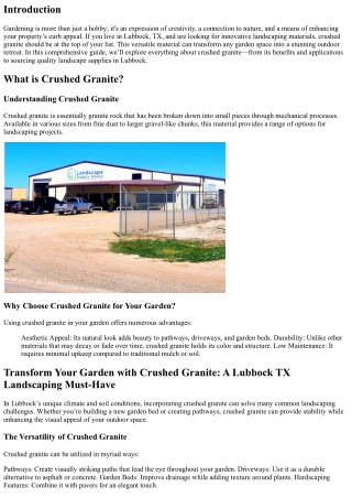 Transform Your Garden with Crushed Granite: A Lubbock TX Landscaping Must-Have