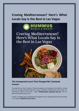 Craving Mediterranean Heres What Locals Say Is the Best in Las Vegas